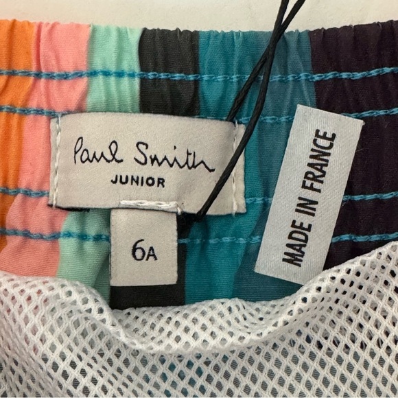 NWT PAUL SMITH Junior “Artist Stripe”Multicolor Striped Swim Shorts Size 6 - Picture 3 of 11